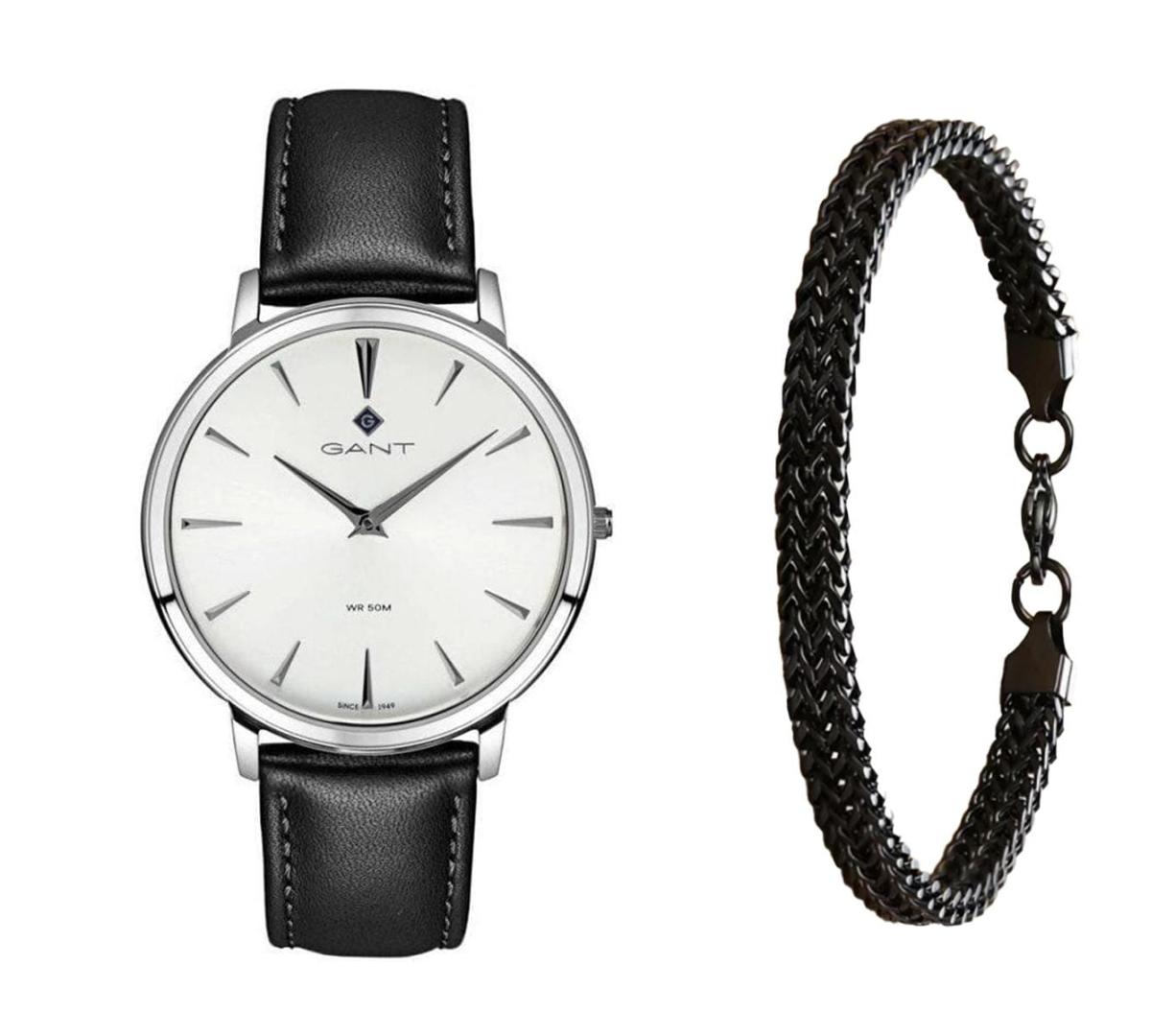 שעון יד אנלוגי לגבר gant g133002 גאנט עם צמיד חוליות שחור