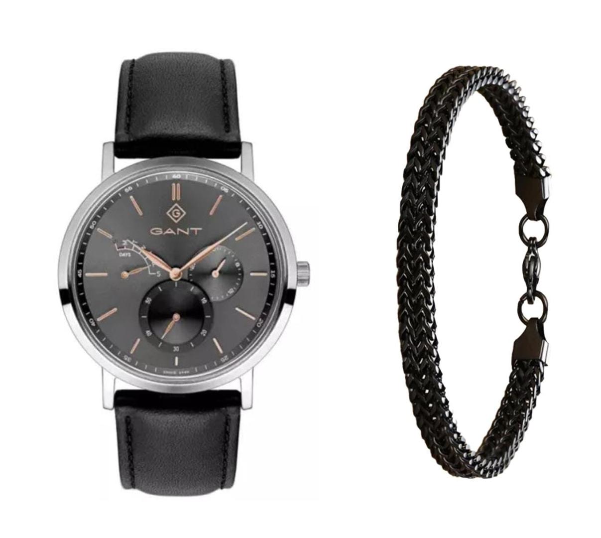 שעון יד אנלוגי לגבר gant g131001 גאנט עם צמיד חוליות שחור