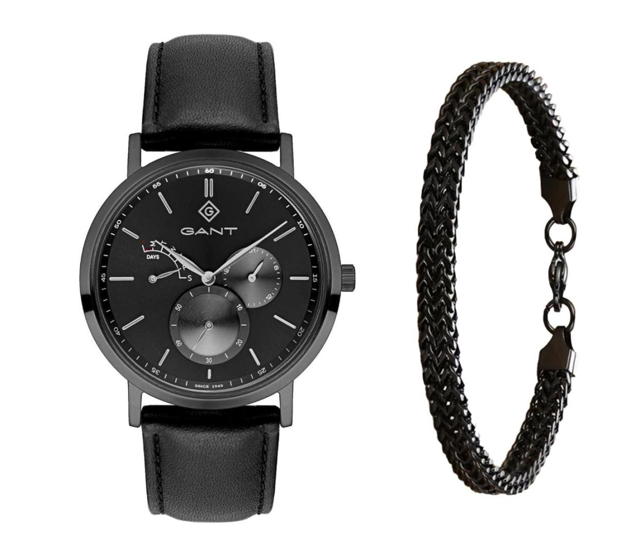 שעון יד אנלוגי לגבר gant g131004 גאנט עם צמיד חוליות שחור