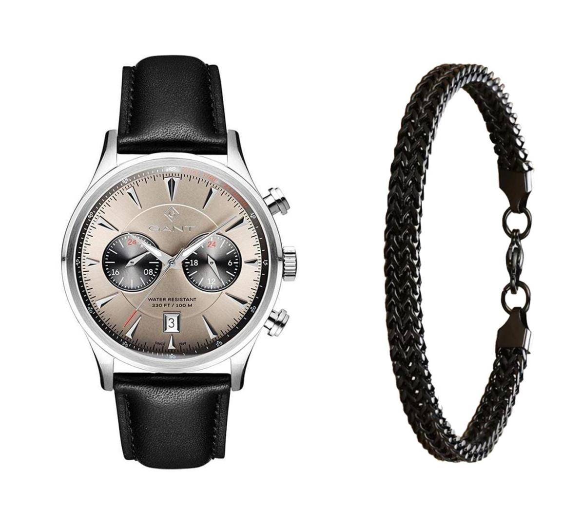 שעון יד אנלוגי לגבר gant g135005 גאנט עם צמיד חוליות שחור