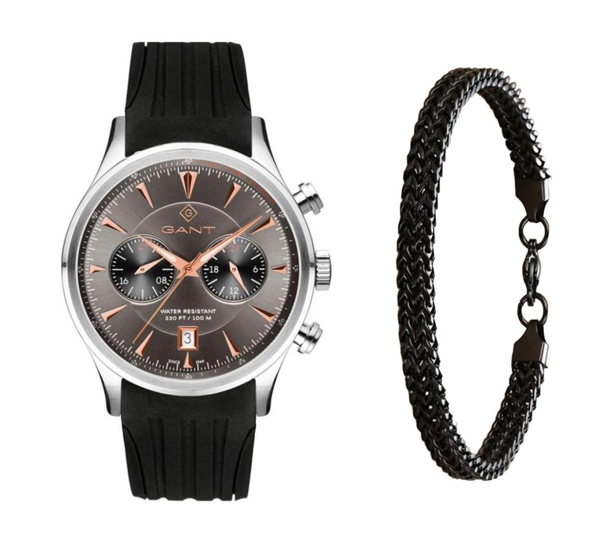שעון יד אנלוגי לגבר gant g135014 גאנט עם צמיד חוליות שחור