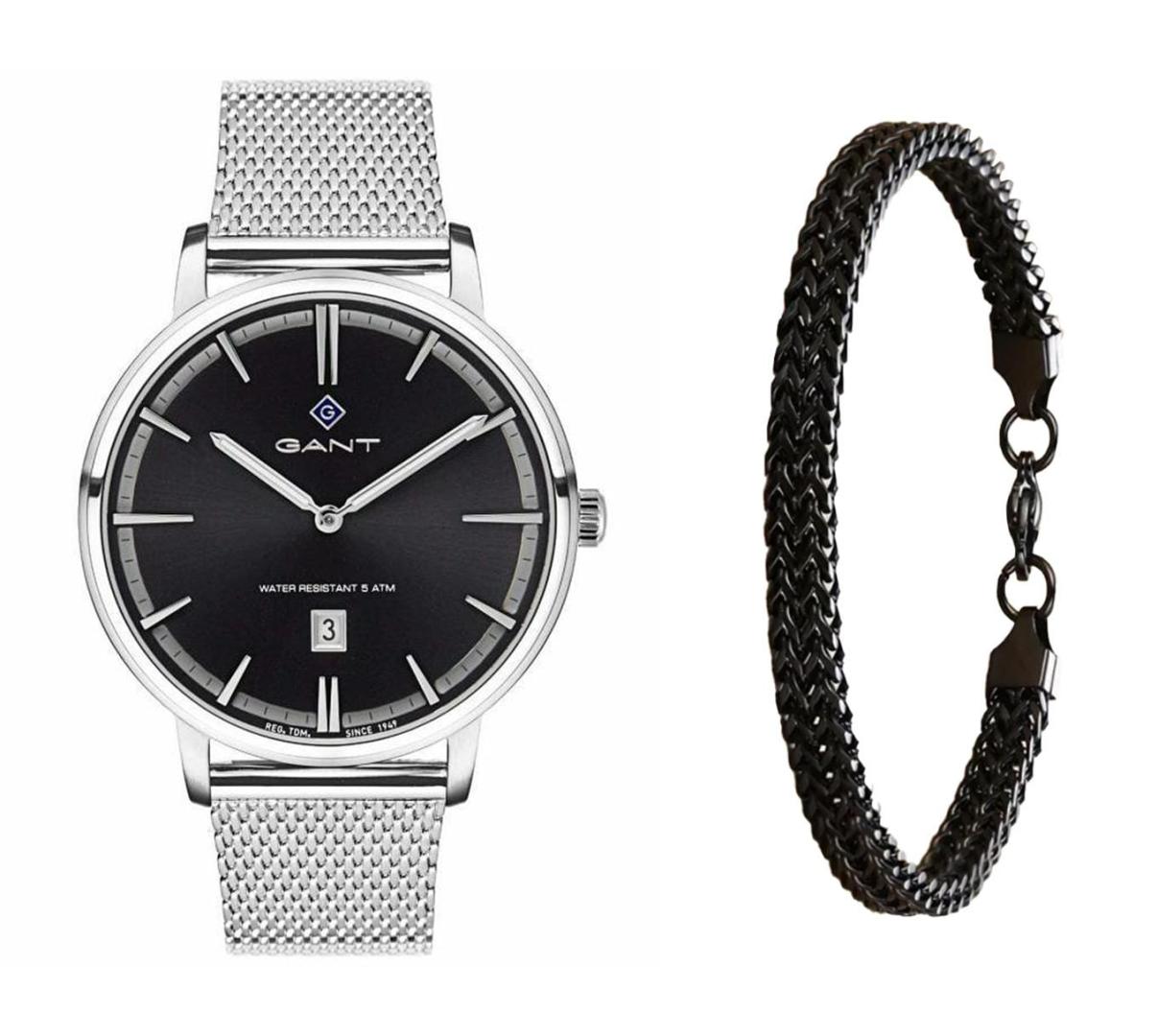 שעון יד אנלוגי לגבר gant g109005 גאנט עם צמיד חוליות שחור