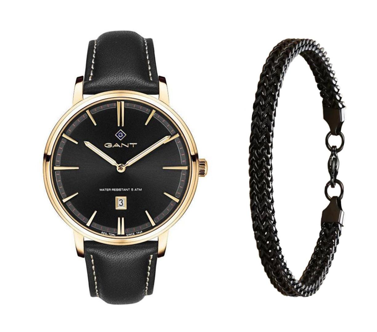שעון יד אנלוגי לגבר gant g109008 גאנט עם צמיד חוליות שחור