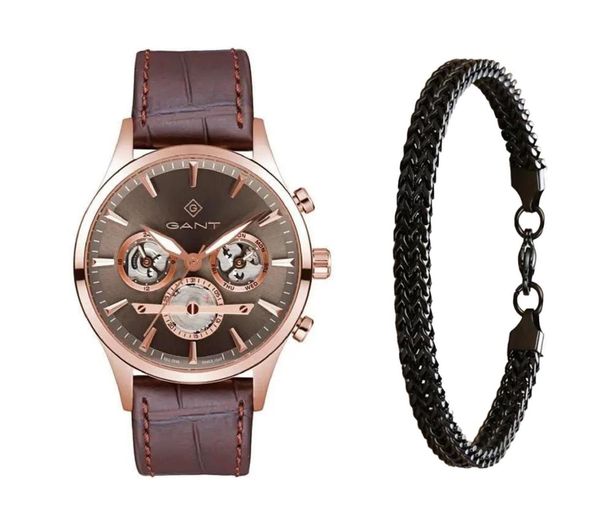 שעון יד אנלוגי לגבר gant gt131012 גאנט עם צמיד חוליות שחור