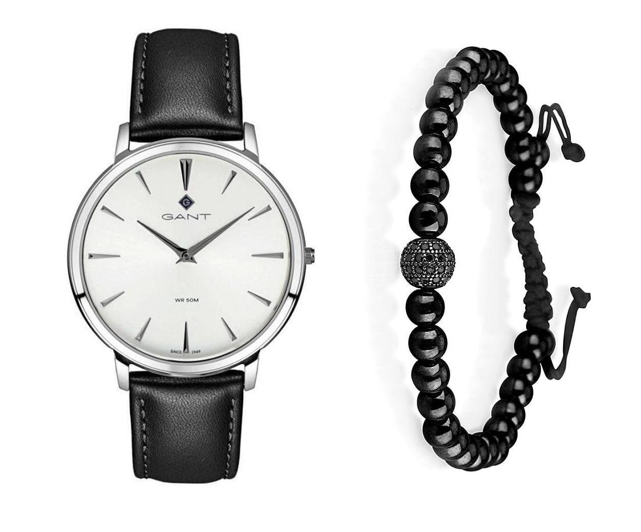 שעון יד אנלוגי לגבר gant g133002 גאנט עם צמיד כדורים שחור