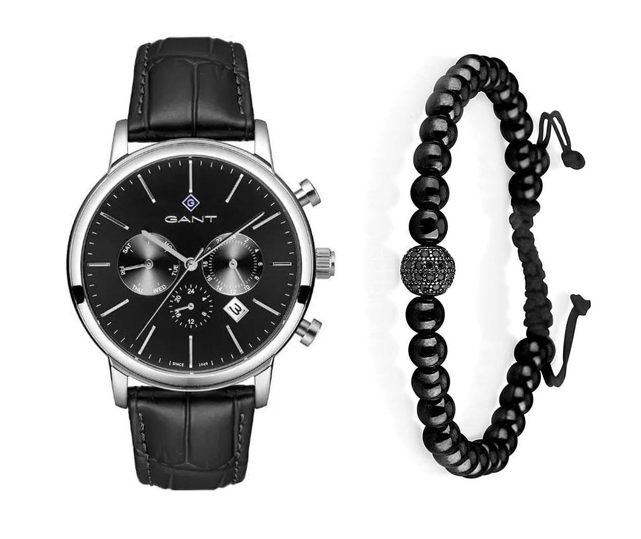 שעון יד אנלוגי לגבר gant g132006 גאנט עם צמיד כדורים שחור