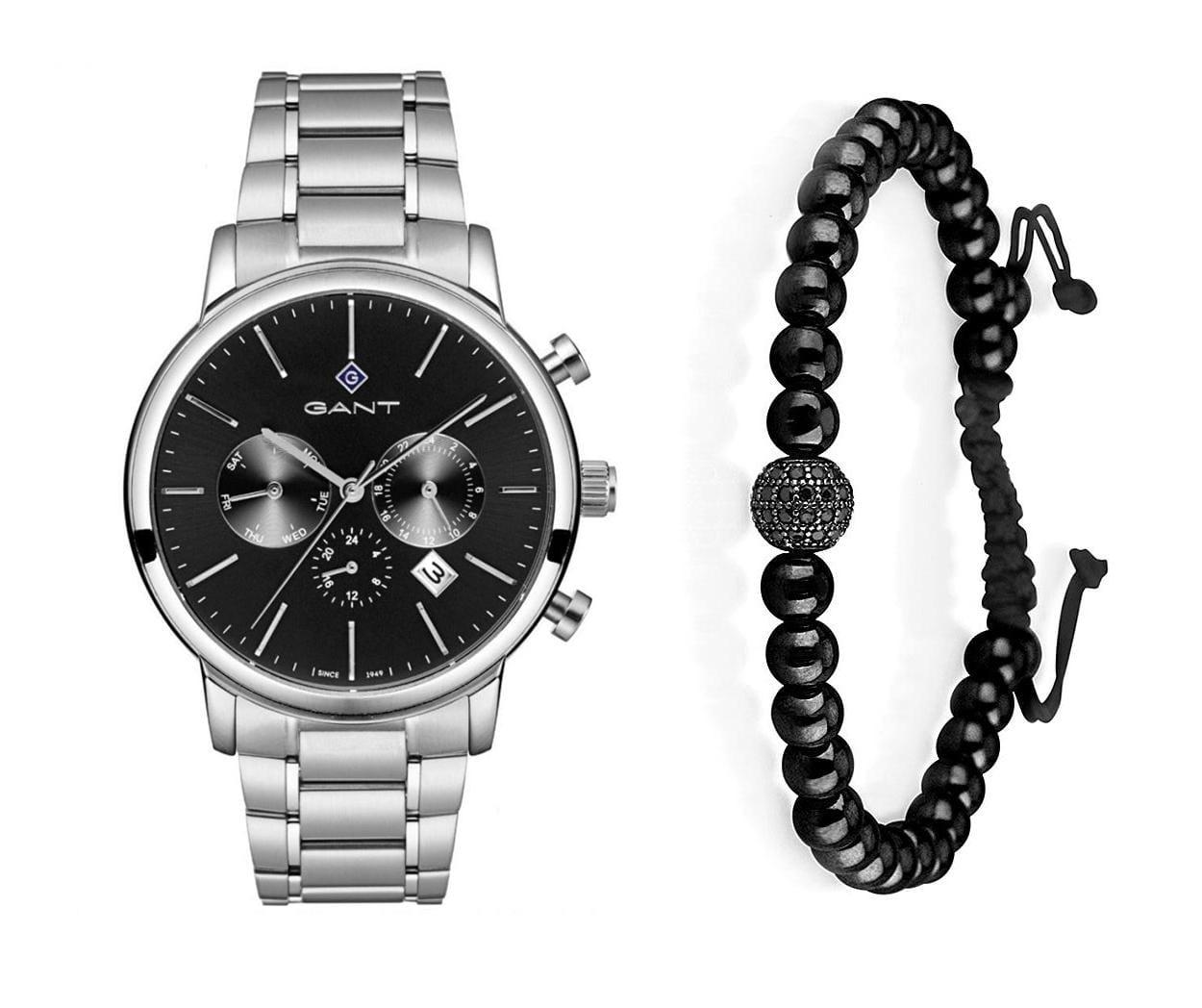 שעון יד אנלוגי לגבר gant g132001 גאנט עם צמיד כדורים שחור