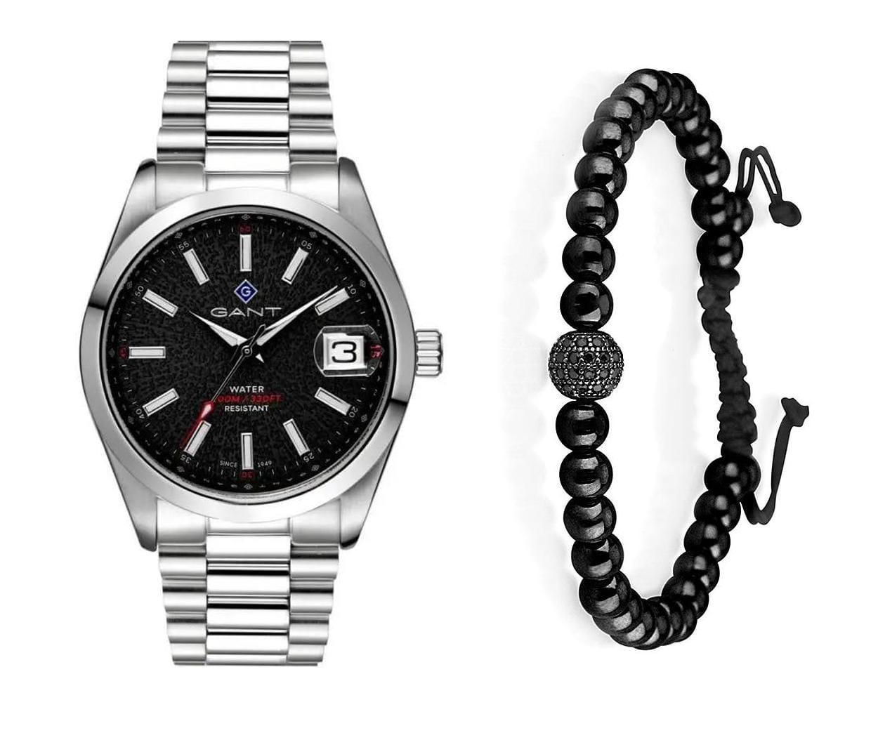 שעון יד אנלוגי לגבר gant g161002 גאנט עם צמיד כדורים שחור