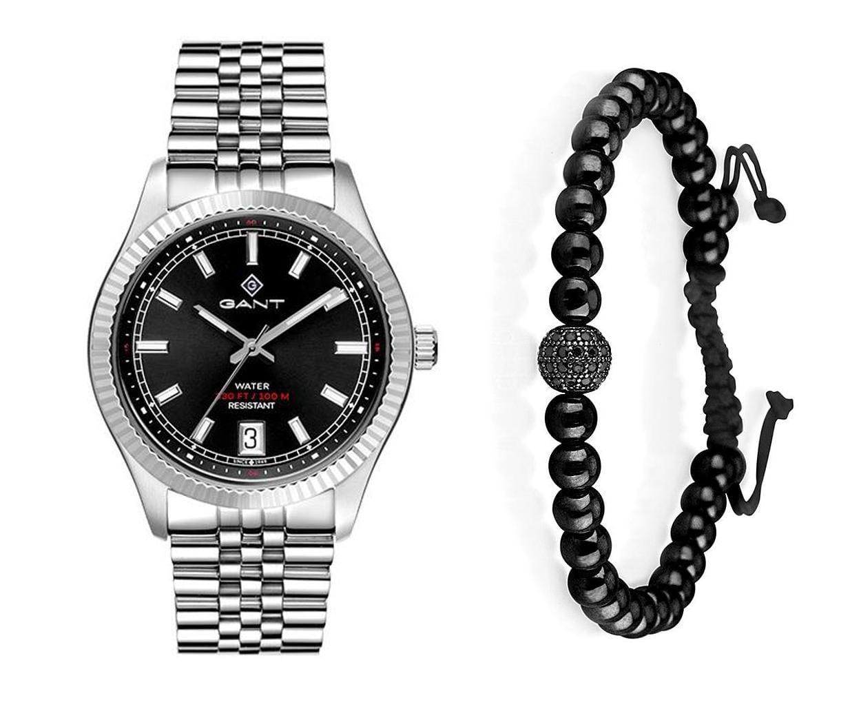 שעון יד אנלוגי לגבר gant g166001 גאנט עם צמיד כדורים שחור