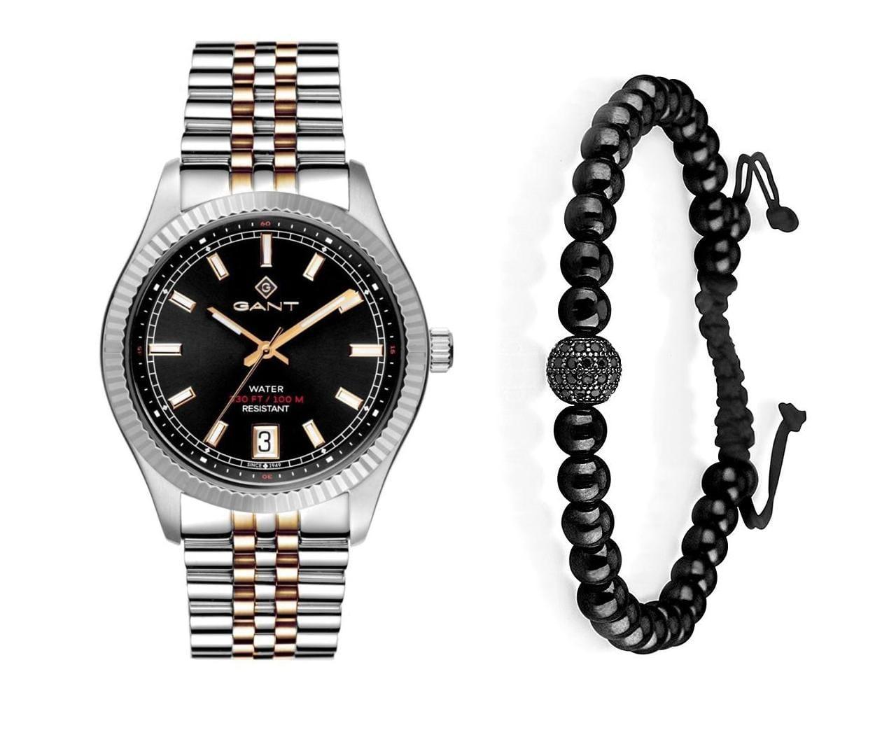 שעון יד אנלוגי לגבר gant g166009 גאנט עם צמיד כדורים שחור