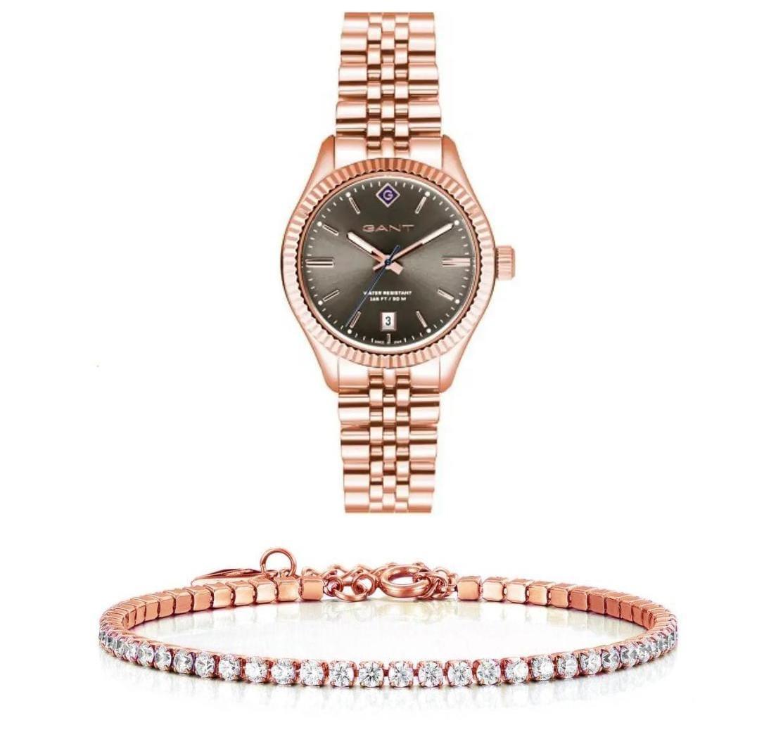 שעון יד אנלוגי לאישה gant g136014 גאנט עם צמיד טניס רוז